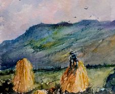 Hay time watercolour