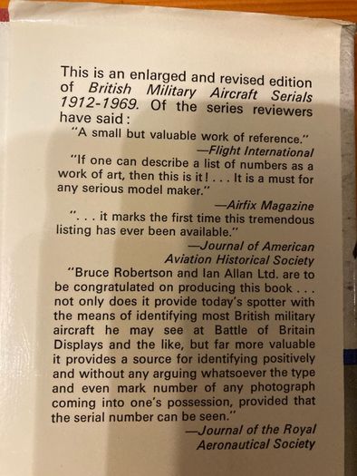 Military book:'British Military Aircraft Serials 1911-1971'