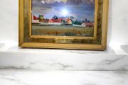 Vintage oil painting of a village