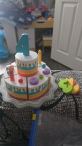Wooden toy cakes