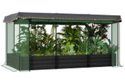 Raised Garden Bed with Bird Protection Net and Sunshade, Metal Housing, 230x110x110 cm, Gray/Green/Black