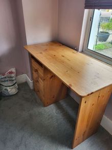 three drawer pine study desk