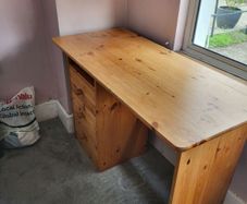 three drawer pine study desk