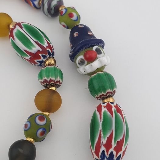 Vintage Venetian African Style Mix Glass Beads Necklace