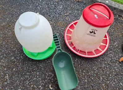 Chicken Feeder, Shovel and Water Container  - NO HOLDING COLLECTION ONLY