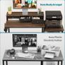 120cm Computer Desk with 3 Drawers, Printer Shelf and Monitor Stand Walnut Wooden Brown Home Office Desk with Reversible Storage Shelves and 2 Hooks, Workstation for PC Study Writing Gaming Image 7
