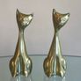 Pair of Mid Century Brass Siamese Cats, Vintage Figurines Image 8