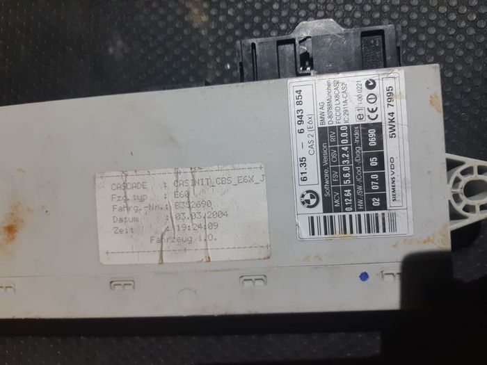 Bmw E60 E61 530d 04-07 Cas 2 Control Module Siemens 6943854