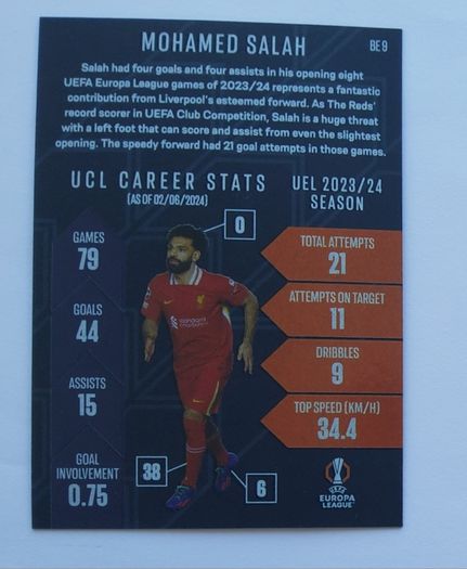 Mohamed Salah - Black Edge Edition Match Attax 2023/24 Liverpool BE9