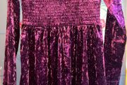 Bnwt size 31-32" wine velour shirred dress