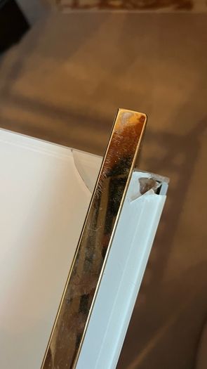 Gold Metal Side Table / Console Table Cracked Top