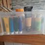 box of acrylic paints and brushes Image 2