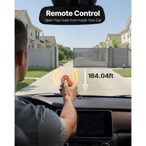 280W Electric Sliding Gate Opener for Doors up to 25m 816kg, Nylon Gear Rack Rolling Door Motor with Infrared Sensor & 2 Remote Controls, Driveway Gates Opening System