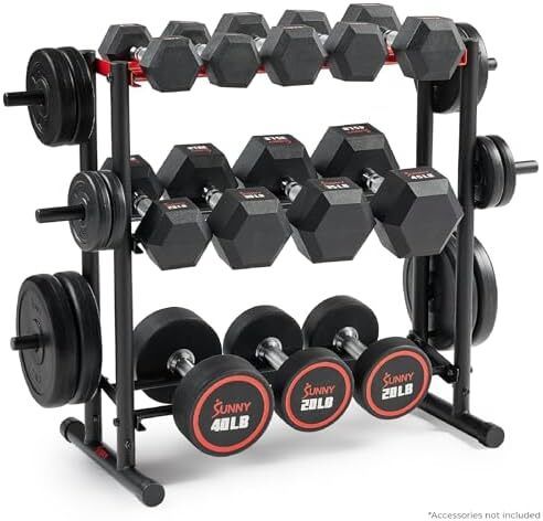 Health & Fitness Multi-Weight Storage Rack Stand for Dumbbells, Kettlebells, Olympic Weight Plates, Barbell and Medicine Ball, Heavy Duty Metal Strength Training Stand for Home Gym