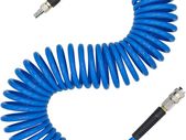 Air Compressor Hose Polyurethane Recoil 10m Long 6mm ID x 9.5mm OD with Bend Restrictor, 1/4