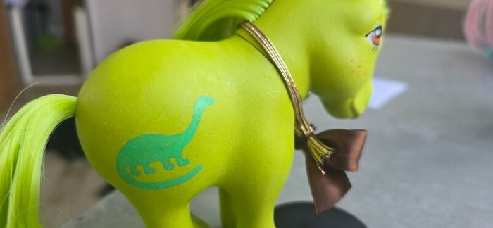 Custom Hand Painted Dinosaur using a 1982 MLP G1 My Little Pony