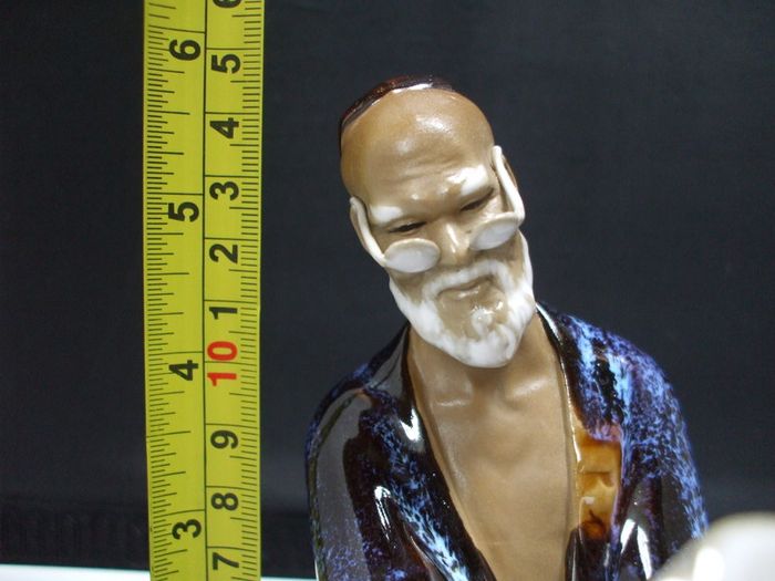 SALE!  Vintage Chinese Glazed Shiwan Mudman figurine - Scholar Reading