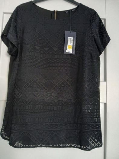 Black M&S top, short sleeves, size 16, new