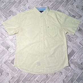 Vintage Tommy Hilfiger Mens Classic Fit Short Sleeve Shirt Size XL Made in Hong Kong