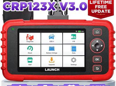 LAUNCH CRP123x V3.0 Obd2 Scanner Engine ABS SRS Transmission Car Diagnostic Tool, 7 Reset Services 2025 Obd2 Code Reader Oil/EPB/SAS/BMS/Throttle/DPF Reset, ABS Bleed Lifetime Update Scanner