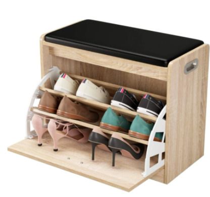 BRAND NEW Shoe Rack 3 Tiers Furniture Bench and Bathroom Seat Stool for Footwear (Oak)