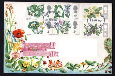 1967 Great Britain Wild Flowers Royal Mail Addressed First Day Cover (FDC) with phosphor bands