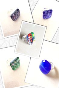 Handmade Glass Fused Rings - FREE DELIVERY - Choose Colour