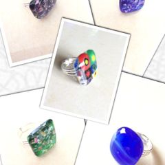 Handmade Glass Fused Rings - FREE DELIVERY - Choose Colour