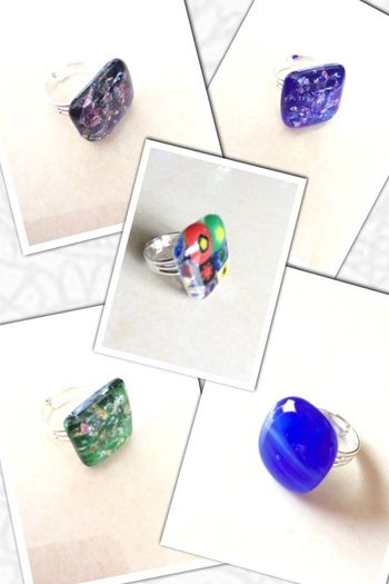 Handmade Glass Fused Rings - FREE DELIVERY - Choose Colour