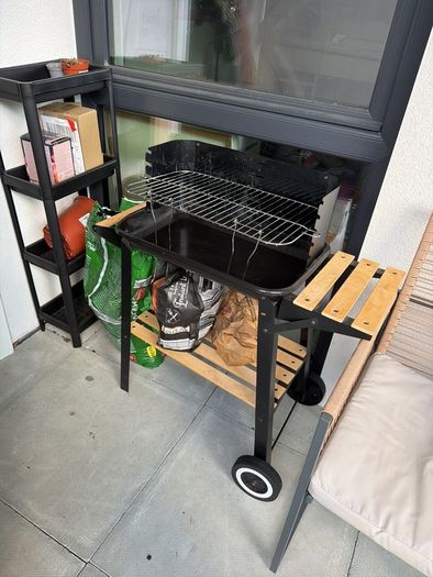 Charcoal BBQ Grill with Wheels + BBQ Accessories - Used Once