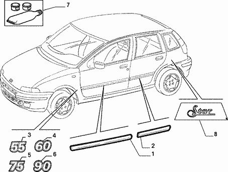 RH Front Door Moulding (Fiat Punto 176)