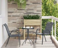 Garden Bistro Set 3 pcs Black Steel