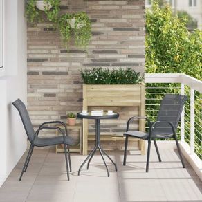 Garden Bistro Set 3 pcs Black Steel