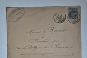 France 1894 Postal History Envelope and stamp. Hospices dAmiens Medical Cachet, Ailly sur Somme Arrival Backstamp, Antique Mail