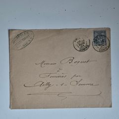 France 1894 Postal History Envelope and stamp. Hospices dAmiens Medical Cachet, Ailly sur Somme Arrival Backstamp, Antique Mail