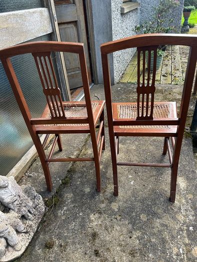 Art Deco/Nouveau Antique Caned Seat Wooden Chairs