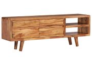TV Cabinet Solid Acacia Wood with Carved Doors 117x30x40 cm