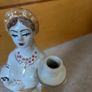 Vintage Porcelain Figurine Hand Painted Bottle Decanter Image 2