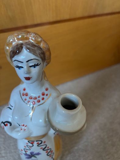 Vintage Porcelain Figurine Hand Painted Bottle Decanter