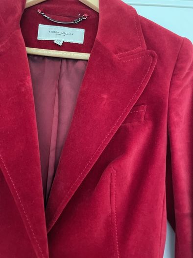 Karen Mullen red velvet blazer Size 10