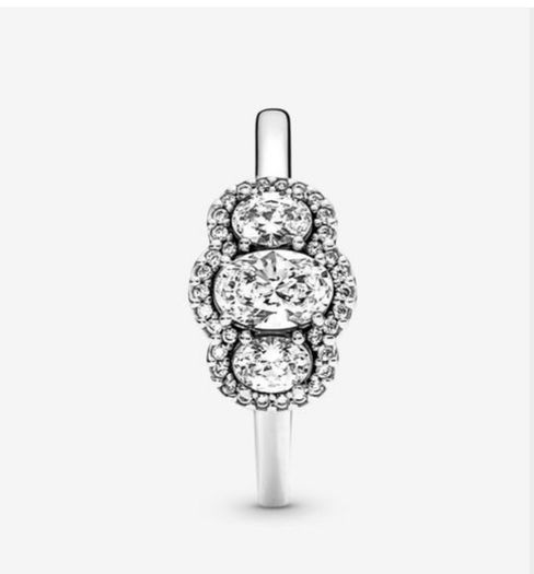 Pandora 3 Stone Vintage Silver Ring