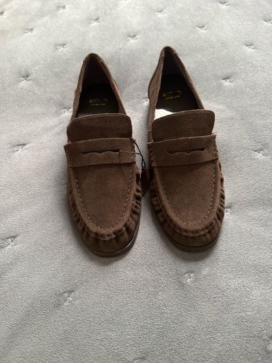 UK 7 39/40 Schuh Lewis Chocolate Brown Suede Loafer Leather style Massimo Dutti