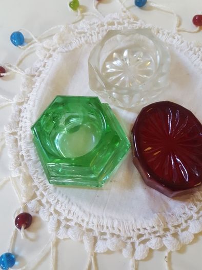 3 Mini Cut Glass Cruets
