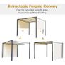 Metal Pergola With Canopy Retractable Pergola Canopy 3Lx3Wx2.3H m Garden Gazebo Party Tent Sun Shelter Cover Image 4
