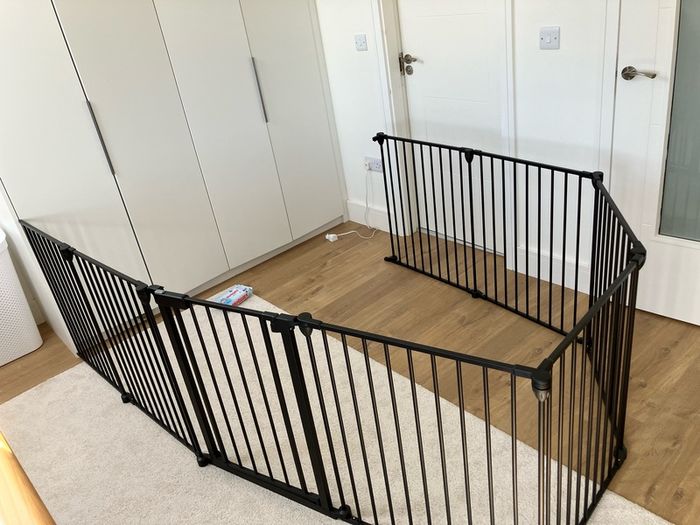 Large 8-Panel Black Metal Baby/Toddler Playpen. / Safety Gate - New