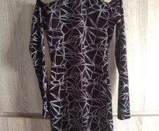 Evita Black Velvet look dress with Silver fits Xs s