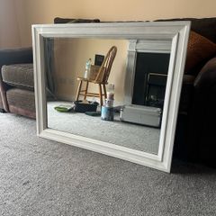 Mirror in White Wood Frame