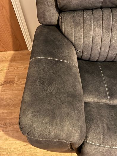 X2 2 seater grey suede recliner couch