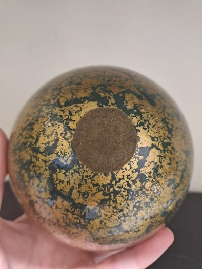 South African Ostrich Egg Ornament Green and Gold Crackle Finish