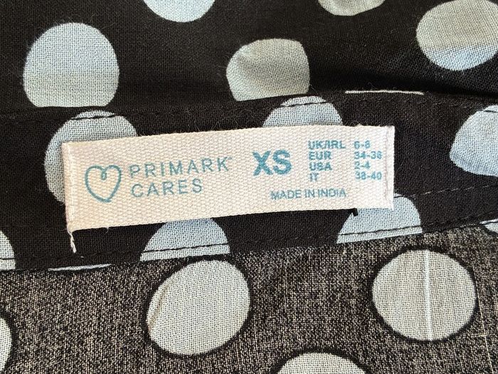 Ladies Black with Blue Polka Dot Long Dress from Primark. Size: Xs - UK 6-8 / EU 34-36